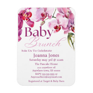 Orchid Baby Brunch/Baby Shower Invitation Card Magnet