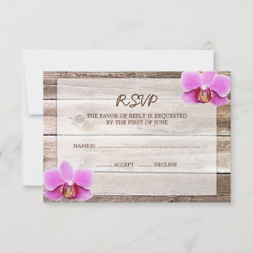 Orchid Barn Wood Wedding RSVP Response Card