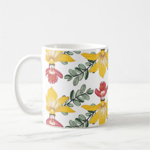 Orchid Beauty: Floral Pattern Elegance. Coffee Mug