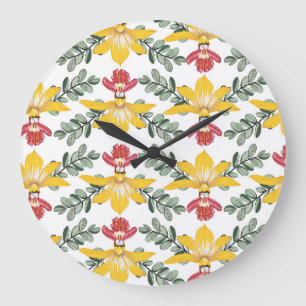 Orchid Beauty: Floral Pattern Elegance. Large Clock