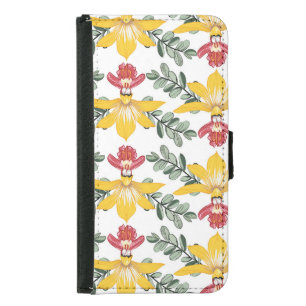 Orchid Beauty: Floral Pattern Elegance. Samsung Galaxy S5 Wallet Case
