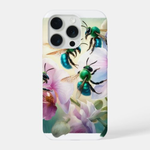 Orchid Bees in Flight REF228 _ Watercolor iPhone 15 Pro Case