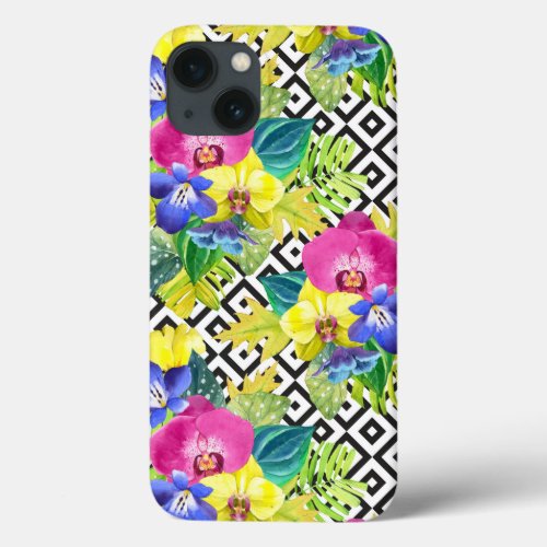 Orchid Begonia And Palm Leaves iPhone 13 Case
