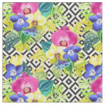 Orchid Begonia And Palm Leaves Fabric