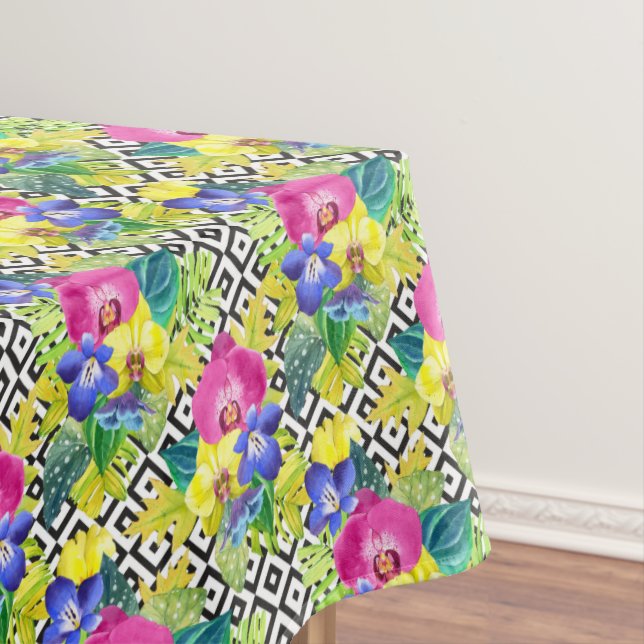 Orchid Begonia And Palm Leaves Tablecloth (In Situ)