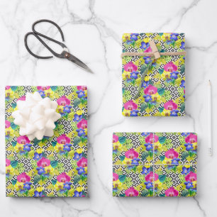 Orchid Begonia And Palm Leaves Wrapping Paper Sheets