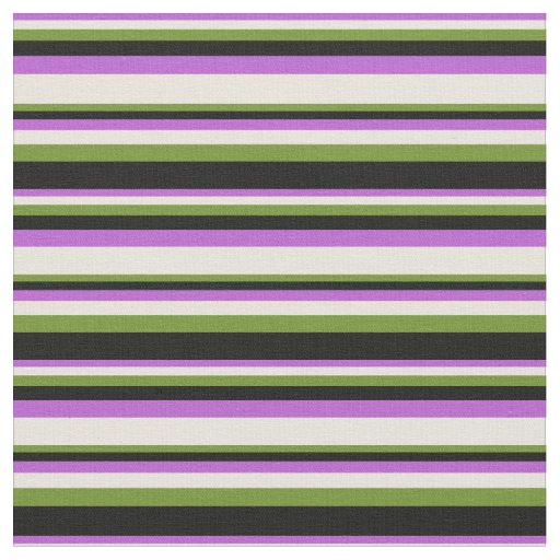 Orchid, Beige, Green, and Black Lines Fabric
