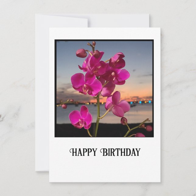 Orchid Birthday Greeting Card (Front)