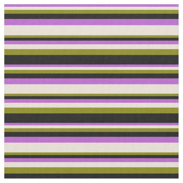 Orchid, Bisque, Green, and Black Lines Fabric (Close Up)