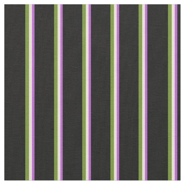 Orchid, Bisque, Green, and Black Pattern Fabric (Close Up)