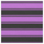 [ Thumbnail: Orchid & Black Colored Lined/Striped Pattern Fabric ]