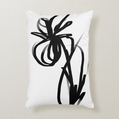 Orchid Blanc Abstract White  Black Accent Pillow