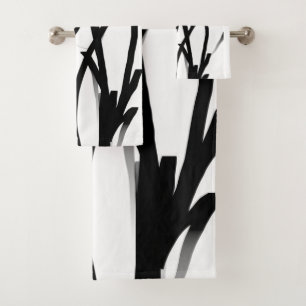 Orchid Blanc: Abstract White & Black Bath Towel Set