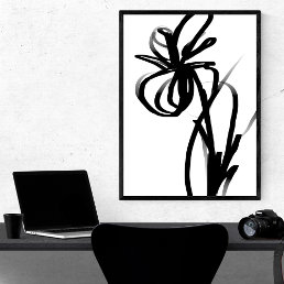 Orchid Blanc: Abstract White &amp; Black Canvas Print