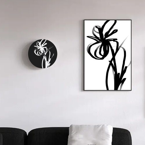 Orchid Blanc Abstract White  Black Canvas Print
