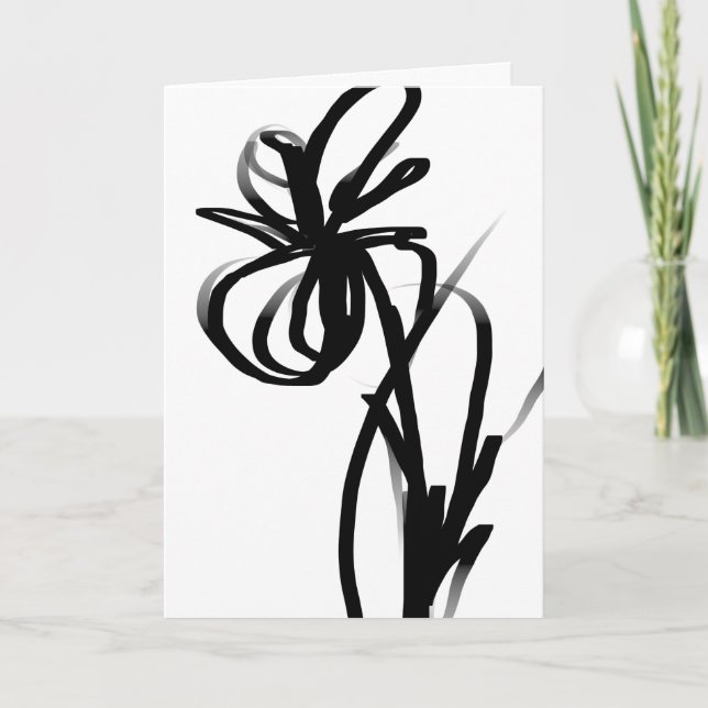Orchid Blanc: Abstract White & Black Card (Front)