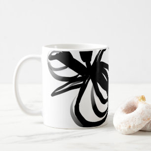 Orchid Blanc: Abstract White & Black Coffee Mug