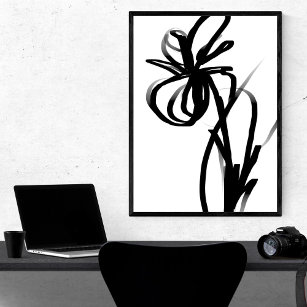 Orchid Blanc: Abstract White & Black Faux Canvas Print
