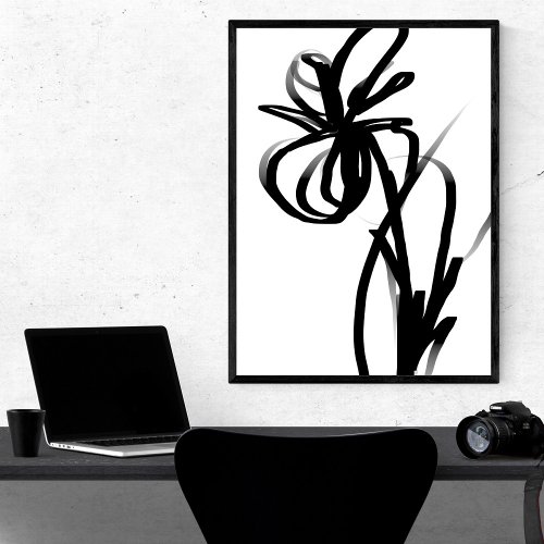 Orchid Blanc Abstract White  Black Faux Canvas Print