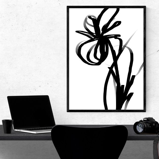 Orchid Blanc: Abstract White & Black Faux Canvas Print (Creator Uploaded)