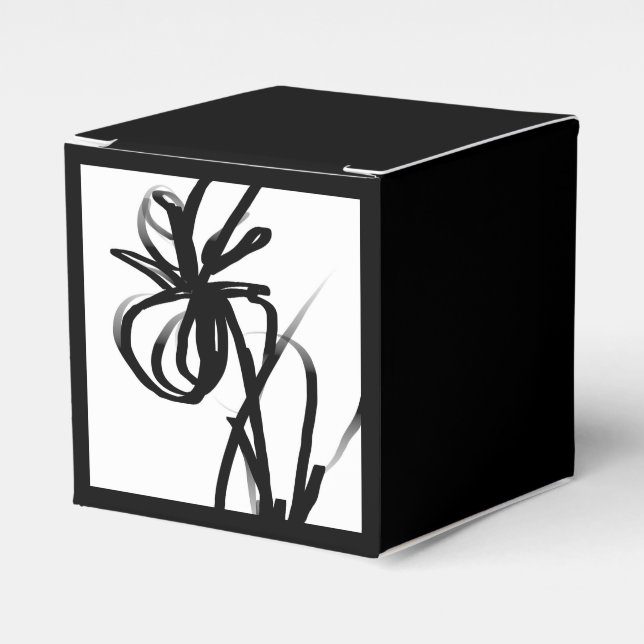 Orchid Blanc: Abstract White & Black Favor Boxes (Front Side)