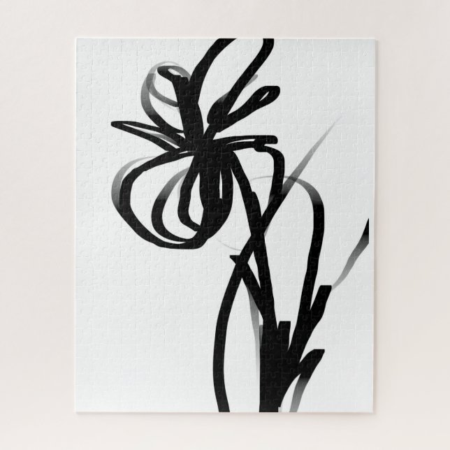 Orchid Blanc: Abstract White & Black Jigsaw Puzzle (Vertical)
