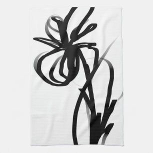 Orchid Blanc: Abstract White & Black Kitchen Towel