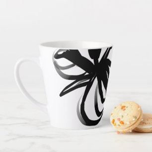 Orchid Blanc: Abstract White & Black Latte Mug