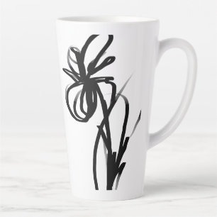Orchid Blanc: Abstract White & Black Latte Mug