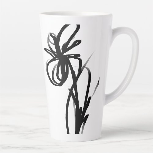 Orchid Blanc Abstract White  Black Latte Mug