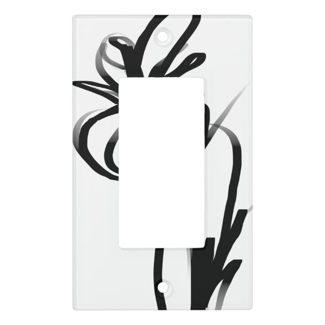 Orchid Blanc: Abstract White & Black Light Switch Cover (Front)