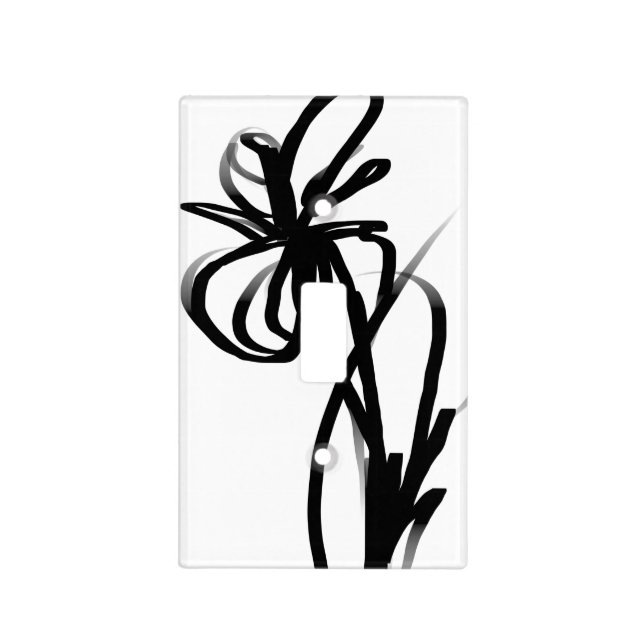 Orchid Blanc: Abstract White & Black Light Switch Cover (Front)