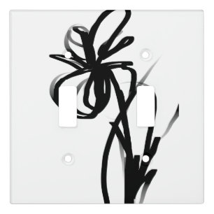Orchid Blanc: Abstract White & Black Light Switch Cover