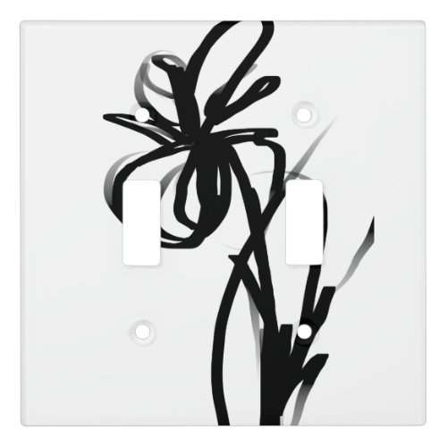 Orchid Blanc Abstract White  Black Light Switch Cover