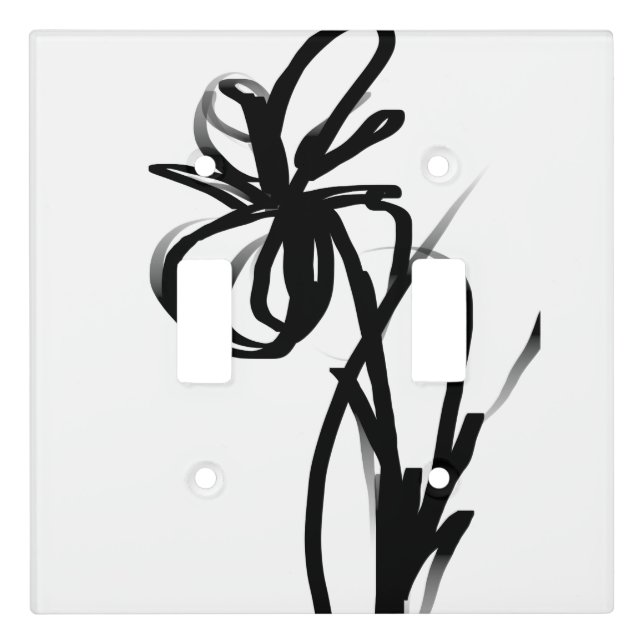 Orchid Blanc: Abstract White & Black Light Switch Cover (Front)