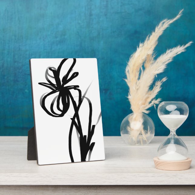 Orchid Blanc: Abstract White & Black Plaque (Side)