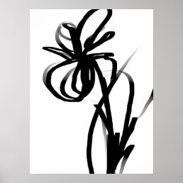 Orchid Blanc: Abstract White &amp; Black Poster