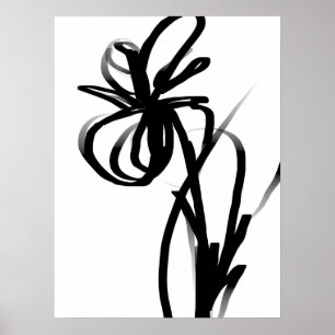 Orchid Blanc: Abstract White & Black Poster