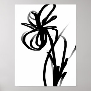 Orchid Blanc: Abstract White & Black Poster