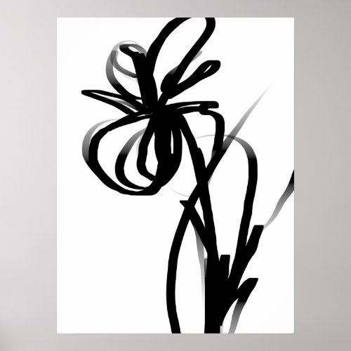 Orchid Blanc Abstract White  Black Poster