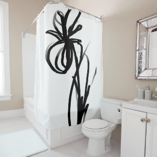 Orchid Blanc: Abstract White & Black Shower Curtain