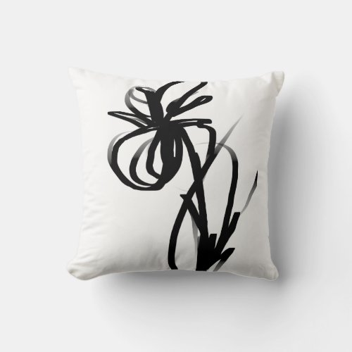 Orchid Blanc Abstract White  Black Throw Pillow