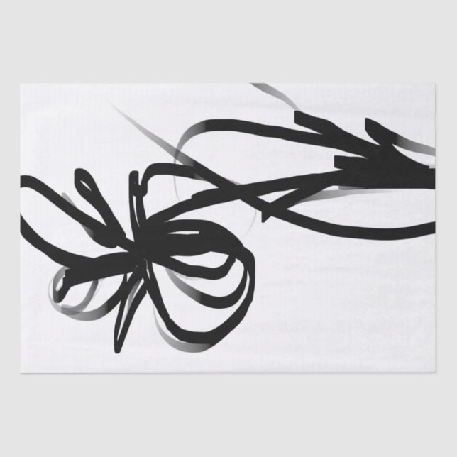 Orchid Blanc: Abstract White & Black Tissue Paper (Front)