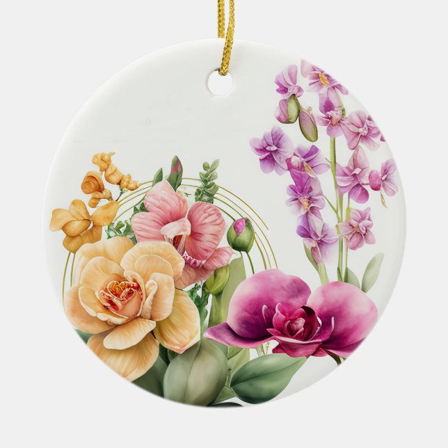 Orchid Blast  Ceramic Ornament (Front)