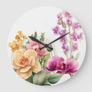 Orchid Blast  Large Clock