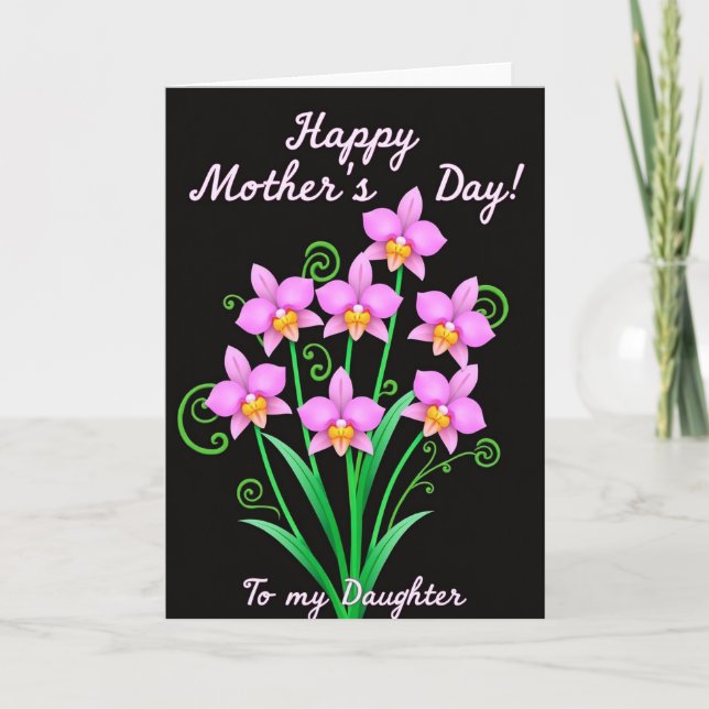 Orchid Blooms Mothers Day Card (Front)