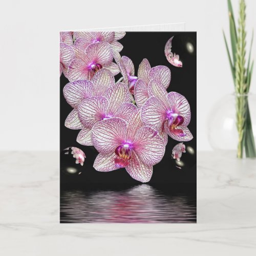 Orchid Blooms with Bubbles Card