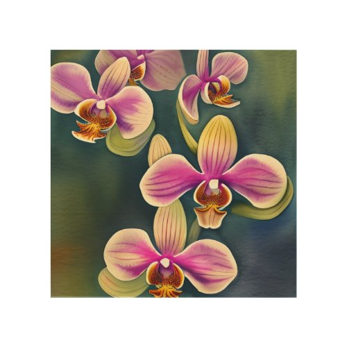 Orchid Blossom Watercolor Wood Wall Art