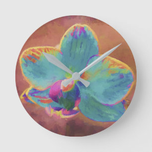 Orchid blue and purple painting floral clock