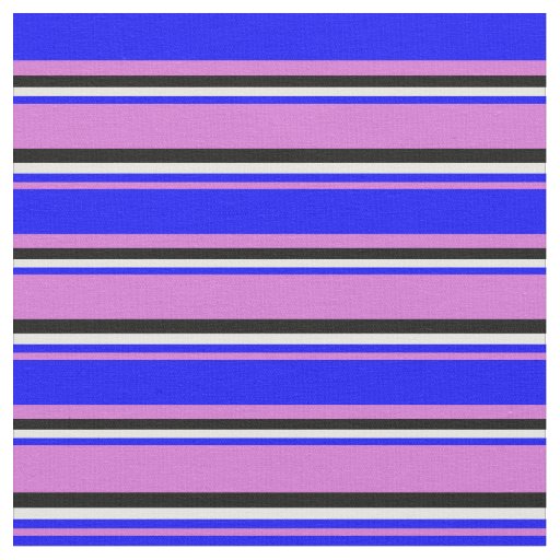 Orchid, Blue, Mint Cream & Black Pattern Fabric